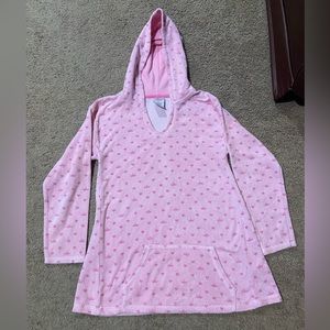 DISNEY STORE PRINCESS PINK Girls SIZE 7/8 HOODED BEACH COVER UP SWIM TERRY CLOTH